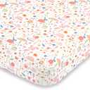 NoJo Spring Garden Pink, Green, Orange & Ivory Super Soft Mini Crib Sheet, Pink, Green, Orange, Ivory