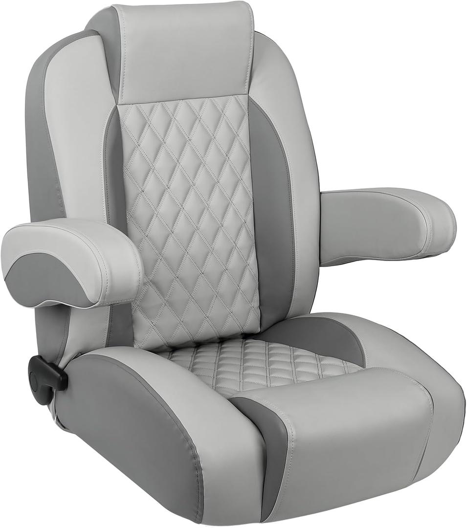Leader Accessories High Back Luxury Reclining Pontoon Captains Chair Bucket Boat Seat Yacht Seat with Armrests