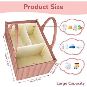 Nappy Caddy, Baby Diaper Caddy Organizer, Foldable Bag Organizer with Compartments, Baby Wipes Bag for Mum to Be, size 15"x10"x7"
