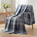 Horaldaily Spring Summer Flannel Blanket Throw, Buffalo Plaid Blue White Soft Fuzzy Plush Cozy Fleece Blankets for Couch Sofa Bed Lounging, Ideal Gifts for Kids Adults Self, 50x60