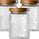 Adodeen 3-Pack 24oz Vintage Glass Jar With Lid, Glass Storage Containers, Airtight Kitchen Storage Containers For Sugar, Coffee, Tea, Spice, Flour, Candy Cookie, Pasta, Cereal