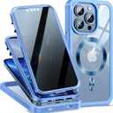 [CD Loop+Privacy Screen Protector]Magnetic Case for iPhone 13 Pro Max,[Military Grade Drop Protection]Anti-peep Privacy Screen Double Sided Compatible with MagSafe Case for iPhone 13 Pro Max (Blue)
