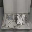 12 Pcs Christmas Paper Snowflake Lanterns, 3D Christmas Paper Star Lanterns with LED Lights, 10/12 Inch White Silver Hanging Snowflake Lamps for Xmas Winter Frozen Weddings New Year Party Decorations