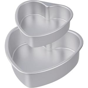 2Pcs Heart Shaped Cake Pans, Heart Baking Pan Cake Tin Mold for Valentines Weddings Birthday Party Oven DIY Desserts (6 inch & 8 inch)