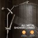 Veken 10" Luxurious Brushed Nickel All Metal Rain Shower Head with Handheld Spray Combo, High Pressure Rainfall Square Shower Heads with Extension Arm, Wide Dual Showerhead, Bathroom Accessories