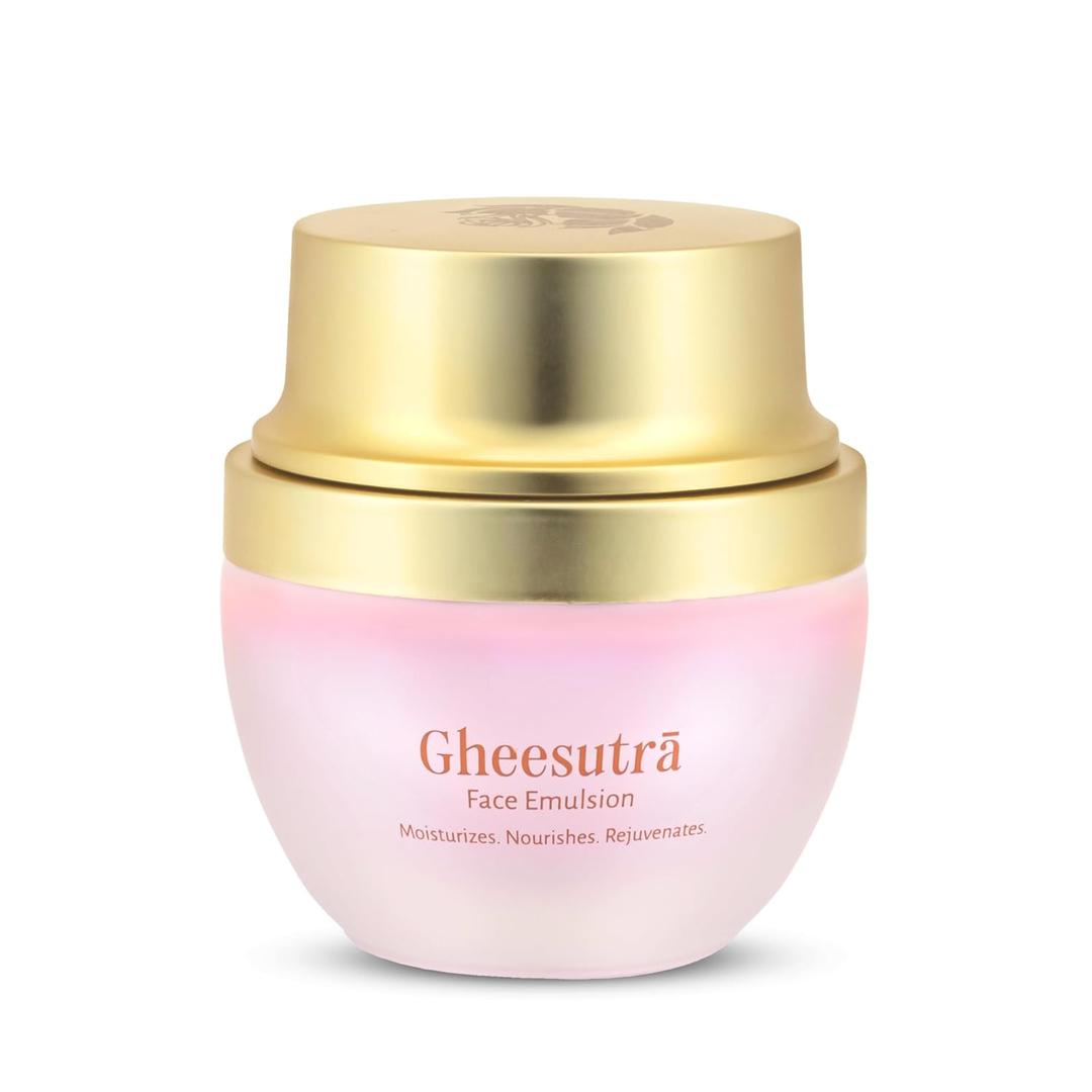 Shankara Gheesutra Face Emulsion with 100X Washed A2 Ghee, Hibiscus, and Vitamin C  Daily Facial Moisturizer for Skin Firming, Toning, and Hydration  Ayurvedic Skin Care for All Skin Types