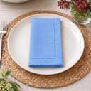 Palisa Light Blue Cotton Napkins Set of 12 | Premium Hemstitch Detailing Cloth Dinner Napkins 18x18 Inch | Soft Washable & Reusable Table Napkins for Everyday Use Weddings Restaurants & Hotels