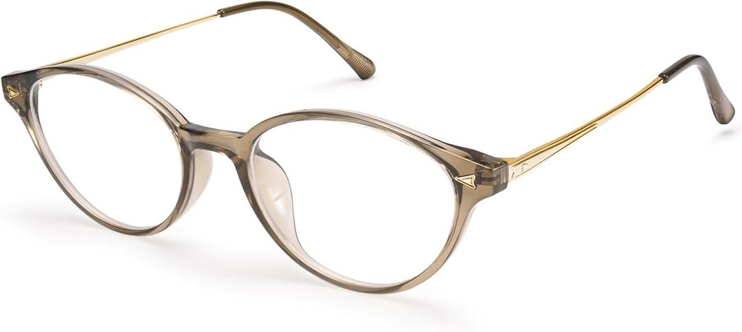 Dollger Blue Light Blocking Glasses for Woman, Retro Small Oval Frame Computer Glasses, Anti Eyestrain Cute Fashion Eyewear (Brown)