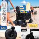 Hikenture Beach Wagon with Balloon Wheels, 9" PU Tires Collapsible Wagon, 440lbs Heavy Duty Beach Cart with Big Wheels for Sand, Large Capacity Utility Wagons Carts Foldable