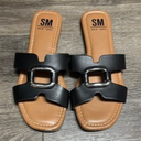 Sandals For Women 2025 Dressy Flat Slides Open Toe Sandals Comfortable Soft Leather Slides Slip On Ladies Casual Trendy Shoes, Size 9