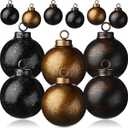 Sumind 6 Pcs Vintage Farmhouse Matte Metal Christmas Ball Ornaments Rustic Ball Ornaments Shatterproof Waterproof Neutral Christmas Tree Balls Textured Antique for Holiday Xmas Decor(Vintage)