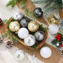 Soaoo 12 Pcs 2.4 Inch Neutral Glass Christmas Ball Ornament Metallic Textured Christmas Tree Decoration Beaded Glass Ball Ornaments Xmas Hanging Decor for Home Fireplace Mantel Wall Party Decor