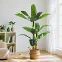 5ft Extra Tall Artificial Banana Tree, Fake Banana Leaf Plant with 12 Faux Banana Leaves, Perfect for Home Indoor Outdoor Patio Office Tropical Decor