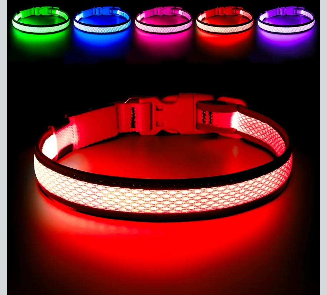 LED Dog Collar, Light Up Dog Collar USB Rechargeable, Brightest Dog Lights for Night Walking, Adjustable Dog Collar Light for Dog Safety(Small, Ruby Red)