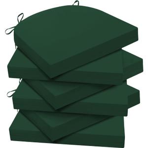 Outdoor Chair Cushions for Patio Furniture - Set of 6 Round Corner Outdoor Chair Cushions Water Resistance Seat Cushions with Ties, 16x18