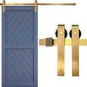 Rio Salto Gold Barn Door Hardware Kit Sliding Door Hardware Modern Barn Interior Brushed Brass Panel Hardware Hardware Kit, 6ft 7in - NO Door