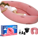 Sensory Chair Inflatable Peapod Canoe, 60" Sensory Pod Sitting for Autistic Children, ADHD Sensory Pea Pod with Neck Pillow, Electric Air Pump, Pink