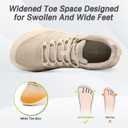Women's Orthopedic Diabetic Wide Walking Shoes: Comfortable Arch Support Recovery Standing Sneakers, Fashionable Plantar Fasciitis High Arch Foot Pain Relief Work Tennis Casual Shoes Beige Size 9