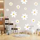 Daisy Wall Decals - Boho Daisy Wall Stickers, Nursery Decor, Kids Room Wall Art, Removable Flower Wall Stickers (Daisy Deco), White