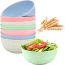 8-Pack Wheat Straw Bowls, 60oz Large Unbreakable Cereal Bowls, BPA-Free, Microwave and Dishwasher Safe for Salad, Soup, Oatmeal, Camping, Daily Use