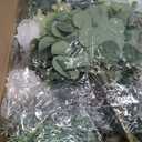 120Pcs 15 Kinds Mixed Artificial Eucalyptus Leaves Stems and Faux Flowers Bulk, Fake Silver Dollar Eucalyptus Bundle Plants Greenery Branches for Wedding Vase Bouquets Floral Arrangement Home Decor