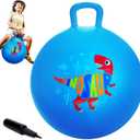 ZOOJOY Hopper Ball for Kids,18Inch Bouncy Ball with Handle - Blue Dinosaur Toys for 3-8 Years Old Boys Girls with Pump, Inflatable Toddler Bouncer Gifts for Indoor Outdoor Active Play