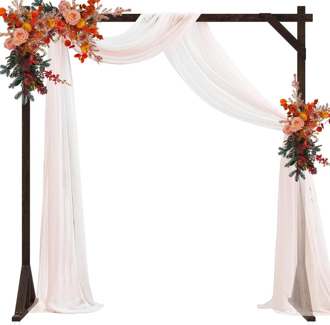 Fomcet 7.2FT Wooden Wedding Arch Stand Square Wood Arch Wedding Arbor for Ceremony Party Proposal Scene Garden Beach Forest Rustic Boho Decorations (Brown)