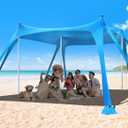 Osoeri Beach Tent, Camping Sun Shelter UPF50+ with 8 Sandbags, Sand Shovels, Ground Pegs & Stability Poles, Outdoor Shade Beach Canopy for Camping Trips, Fishing, Backyard Fun or Picnics (EXP 07/09/26)