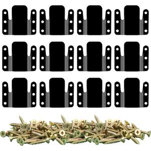DEEPDREAM 12 Pcs Sectional Couch Clips Metal Sofa Connector Interlocking Furniture With 74 Pcs Screws (Black-12pcs)