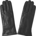 YISEVEN Womens Sheepskin Leather Gloves with Floral Embroidery and Animal Print (6.5"/S, Black - Small Spot)