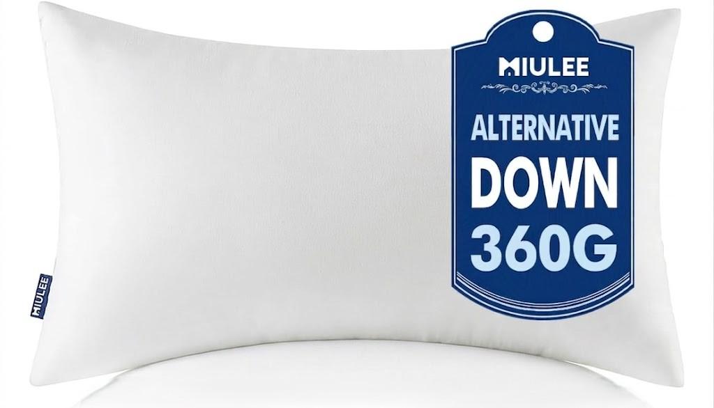 MIULEE Throw Pillows Inserts, 2 12x20 Inch 100% Virgin Fiber Filling Bed Couch Pillows