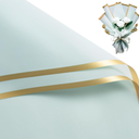 WRAPAHOLIC 20 Sheets Flower Wrapping Paper - 22.4 x 22.4 inch Gold Trim Light Blue Water-Resistant Floral Bouquet Wrapping Paper, Florist Supplies Packaging Paper for Wedding Birthday Gift DIY