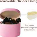 RSRSLEII Pink Aesthetic Makeup Bag, Travel Makeup Vanity Case with Divider and Handle, Waterproof PU Leather Cosmetic Organizer Bag, Portable Toiletry Bag for Women(02Pink)