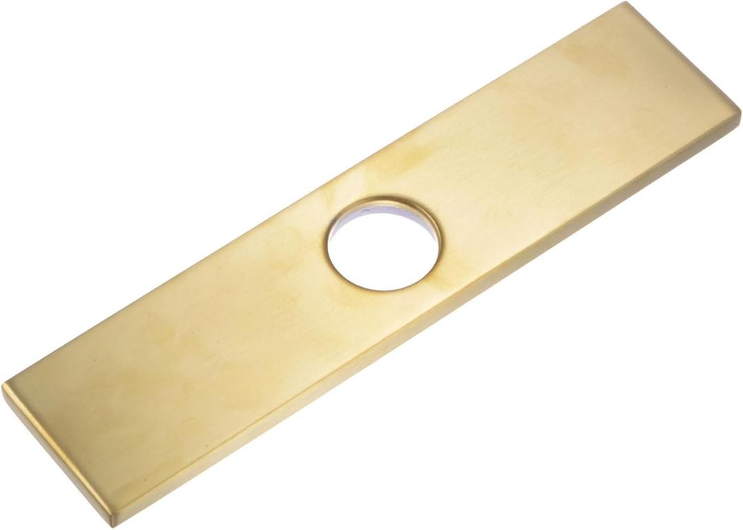 uxcell 10 Inch Hole Cover Deck Plate Escutcheon for 1 or 3 Hole Bathroom or Kitchen Sink Faucet, Rectangle Faucet Escutcheon, Brushed Gold