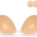 Niidor Adhesive Bra Strapless Sticky Invisible Push up Silicone Bra for Backless Dress with Nipple Covers, Cup Size: B