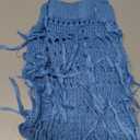 CALEBGAR Women 2 Piece Outfits Sexy Crochet Mini Dress Hollow Tassel Skirts Sets Summer Bandage Tube Tops (Small, Blue)