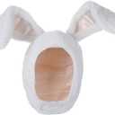 Plush Fun Bunny Ears Hood Women Costume Hats Christmas Gift Warm Soft and Cozy (White)