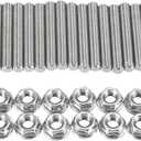 X AUTOHAUX 16pcs Stainless Steel Exhaust Manifold Bolt Stud Hardware for Ford 4.6 5.4 Liter V8 2 Manifolds