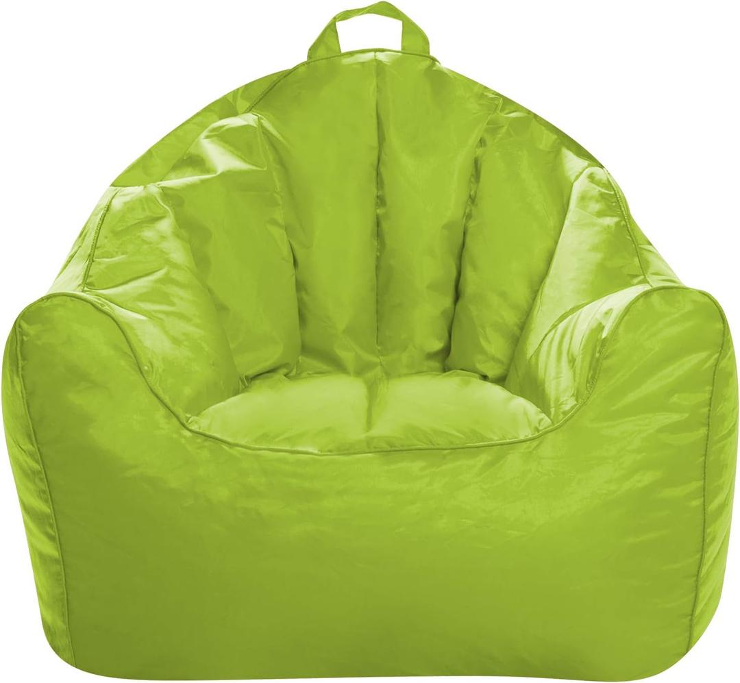 Posh Creations Structured Comfy Seat for Playrooms and Bedrooms, Large Bean Bag Chair, Malibu Lounge, Lime (Soft Nylon - Lime)