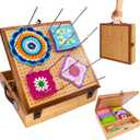 OCPO HOME 15" Crochet Blocking Board with Drawer & 20 Pegs, Granny Square Blocking Board Kit, Blocking Boards for Crochet Projects, Ideal Crocheting Gifts for Crocheters