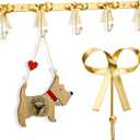Tioncy Gold Bow Hooks Coat Rack Wall Mounted Gold Metal 5 Hook Bow Wall Decorations Nursery Bedroom Bathroom Coquette Living Room Decor for Hanging Coats Hats Towels Robes Purses Bags Keys