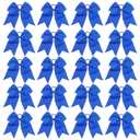 20 PCS 8 Inch Cheer Hair Bows Large Cheerleading Big Hair Bows with Ponytail Holder Hand-made Grosgrain Ribbon Hair Accessories for Teen Girls (Blue)