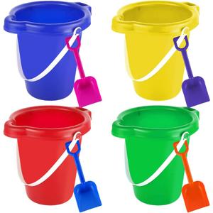Large Sand Bucket Pail with Shovel, 7'' Large Size Sand Water Bucket for Beach Fun Great Summer Party Accessory, 7.5 x 6.7 inches , 7.5 inches