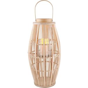47th & Main Bamboo Hurricane Lantern with Handle Woven Natural Rattan Boho Hanging Candle Holder for Patio, Yard, Home Dcor, Large, Blonde
