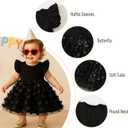 Baby Girl Butterfly Dress Tutu Ruffle Sleeveless Dresses Photograph Party Outfits Birthday Gift (Black)