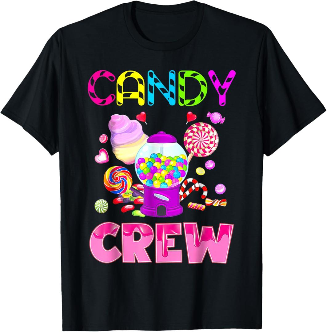Candy Land Candy Crew Decorations Sweetie Candy Squad T-Shirt (Small, Black)
