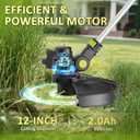 20V Cordless String Trimmer, Two 2.0Ah Battery Powered with Fast Charger, 12'' Grass Cutter with Auto Line Feed, 3-in-1 Electric Lawn Mower Grass Trimmer&Edger Lawn Tool with 8 Lines for Yard, Garden, Two Batteries