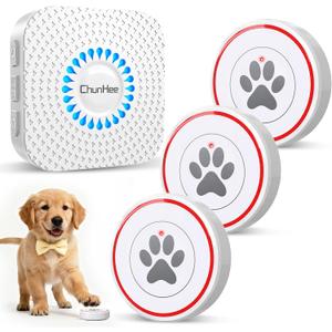 ChunHee Dog Door Bell for Potty Training Wireless Doggie Doorbell to Go Outside, 1.6in Touch Surface, Easy for Puppy & Adult Dogs, IP55 Waterproof, 500FT Range, 55 Ringtones, Adjustable Volume