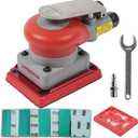 Pneumatic random orbital sander 3 x 4-inch light weight palm sander 1/8" (3 mm) diameter orbit 10000 RPM with extra backing pad 12pcs sandpaper