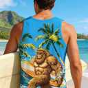 RAISEVERN Mens Tank Tops Summer Sleeveless Tee Cool Workout T-Shirts Beach Novelty Undershirts (X-Large, Blue Brown Green)